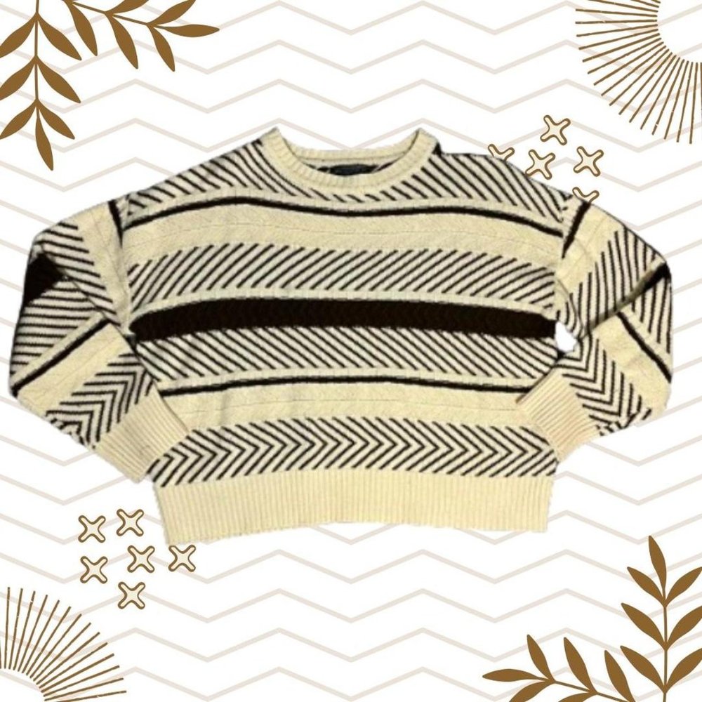 Super Soft Cream And Brown Sweater